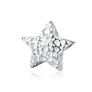 Simple Texture Star Charm for Silver plating Bracelet Bangle Beads for Women DIY Jewelry
