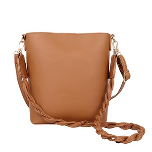 Simply Crossbody Bags PU Leather Solid Color Bucket Messenger Bag Lady Chain Travel Small Handbags for Women