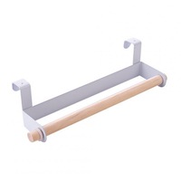Single Iron Rod Wall Hanging Rack for Bathroom Toilet Roll Paper Kitchen Door Towel Holder Door back white