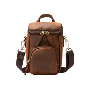 Single-shoulder Cross-body Bag Large Capacity Leather Zipper Bag for Man