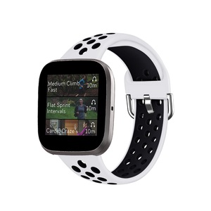 Smart Watch Wristband 2-color Silicone Strap Reverse Buckle Watch Band for Fitbit Versa 2 1-9