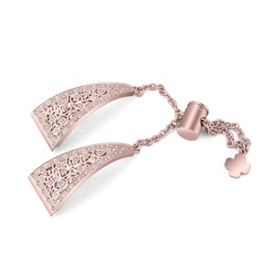 Smart Watch Wristband Flower Metal Stainless Steel Shiny Adjustable Chain Wrist Strap for Fitbit Versa Versa 2 Versa Lite-Pink
