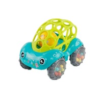 Soft Plastic Toy Car Inertial Slide With Colorful Ball Anti-fall Children Toy Car Baby Car Doll(Green)
