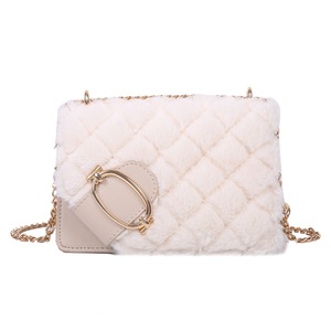 Soft Plush Ladies Square Messenger Bag Winter Female Bag High Quality Lady Designer Handbag Chain Shoulder Messenger Bag