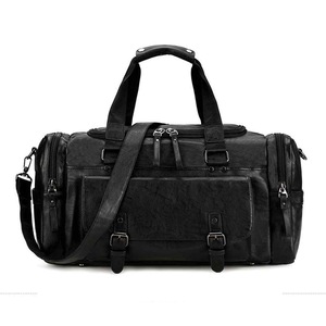 Soft PU Leather Shoulder Travel Bag Sports Gym Yoga Handbag (Black)
