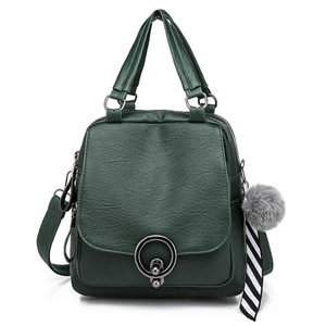 Solid Color Casual PU Leather Shoulder Backpack Ladies Messenger Bag