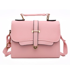 Solid Color PU Leather Small Square Bag Casual Crossbody Trendy Handbag (Pink)