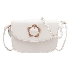 Solid PU Leather Crossbody Bag Women Classic Texture Delicate Creative Design Chic Flower Buckle Small Shoulder Female Handbag