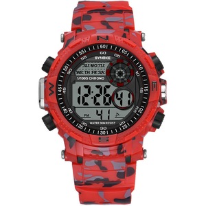 Sport Men Watch Waterproof Luminous Date Week Display Camouflage Outdoor Digital Watch RED COLOUR