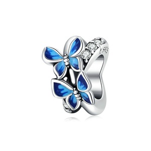 Spring Flying Butterfly Bead Spacer Charm Silver plating Fit Bracelet & Bangle DIY Jewelry