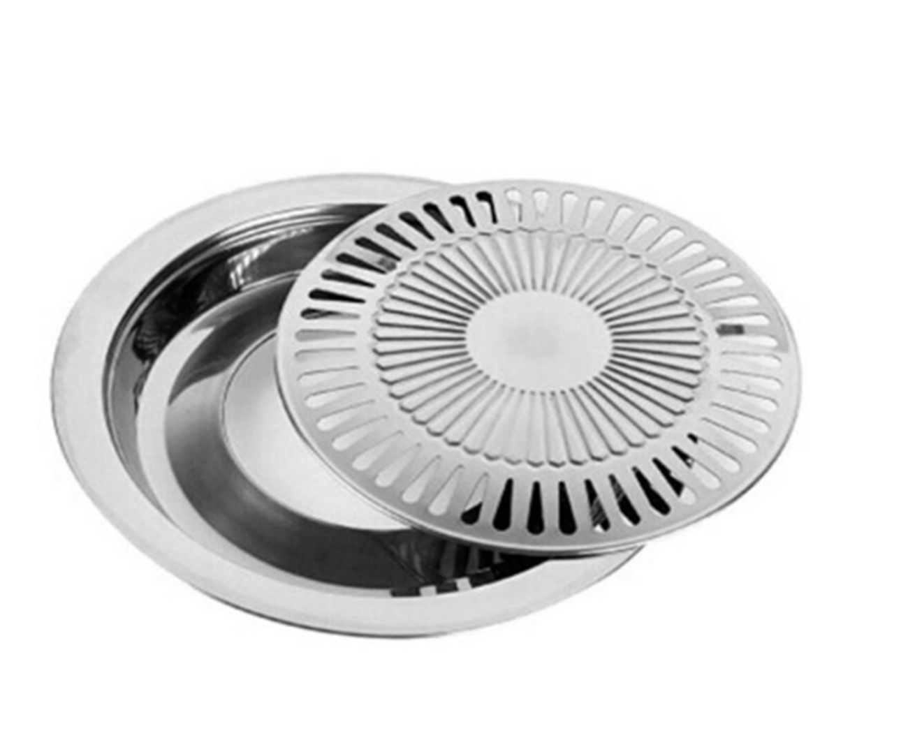 Stainless Steel Korean Barbecue Tray Round Household Barbecue Tray Non-stick Grill Pan