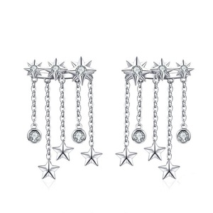 Stars Long Earrings for Women Weddding Jewelry Silver plating Fashion Jewlery