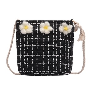 Straw Knitting Shoulder Bag Korean Women Girls Floral Bucket Rope Crossbody Messenger Bags
