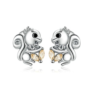 Stud Earrings for Women Silver plating Ear Studs Cute Squirrels Jewelry Gift