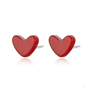 Stud Earrings Red Ear Pin Women Silver plating Female Jewelry