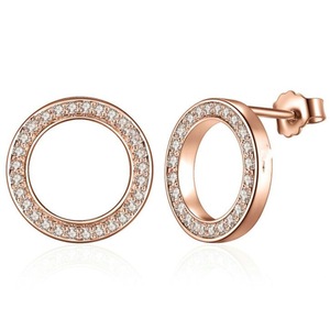 Stud Earrings Silver plating Round Earrings for Lady Jewelry Gift