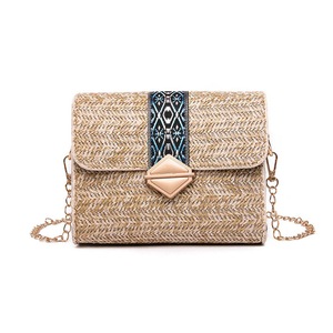 Summer Handmade Woven Rattan Bags For Women 2021 Travel Beach Weave Straw Shoulder Bag Small Square Crossbody Bags Lock Purses