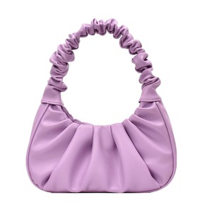 Summer Pleated Small PU Leather Shoulder Bags For Women Leisure Armpit Bag Handbags Female Travel Totes Fashion Cloud Bags