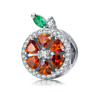 Summer Red Grapefruit Round Beads for Women Jewelry Silver plating Charm Fit Bracelet Jewelry