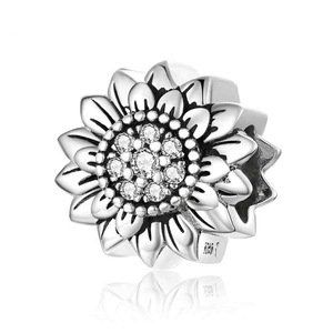 Sunflower Beads for Women Jewelry Silver plating Charm Fit Bracelet or Bangle