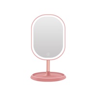 Supperstore Creative Intelligent Rotatable Makeup Mirror LED with Light Touch Induction Vanity Mirror Energy-saving Vanity Mirror-Pink
