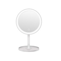 Supperstore LED Makeup Mirror Desktop Lighted Rechargeable Makeup Mirror LED Round Fill Light Makeup Table Mirror-White