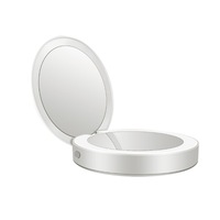 Supperstore Portable LED Mobile Power Makeup Mirror Round Makeup Mirror with Light Pocket Folding Beauty Mirror-White