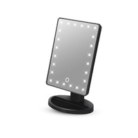 Supperstore Square Desktop LED Makeup Mirror 24 Lights Touch Screen Dimming Lighted Mirror Makeup Mirror-Black