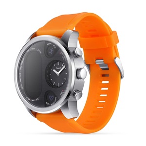 T3 Dual Time Zone Heart Rate Multi-language Reject Button Analog Charging Dock Smart Watch ORANGE COLOR