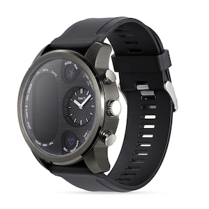T3 Dual Time Zone Heart Rate Multi-language Reject Button Analog Charging Dock Smart Watch SILVERGRAY COLOR