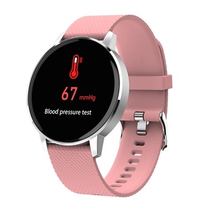 T4 1.22' Ultra-thin Touch Screen IP68 Blood Pressure Sleep Monitor bluetooth Music Smart Watch PINK COLOR