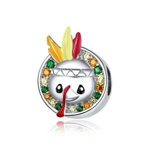 Thanksgiving Turkey Beads Silver plating Red Cherries Charms Summer Pendant Fit Bracelet Necklace Jewelry