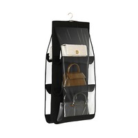 Transparent Bag Storage Hanging Bag Non-woven Household Wardrobe Storage Bag - BLACK