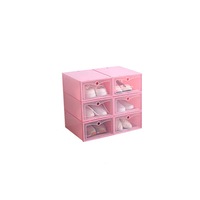 Transparent Dustproof Moistureproof Thickened Flip Shoes Bedroom Storage Box - PINK