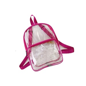Transparent PVC Multi-function Double-shoulder Bag Casual Shool Backpack Bag (Rose Red)