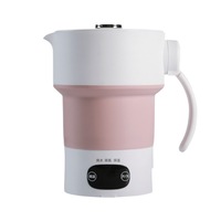 Travel Portable Electric Kettle Foldable Kettle Constant Temperature Mini Insulation Pot Adjustable Temperature-Pink