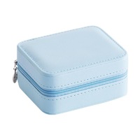 Travel Portable Multi-layer Jewelry Box Jewelry Earrings Storage Box Creative Jewelry Box with Mirror-Blue