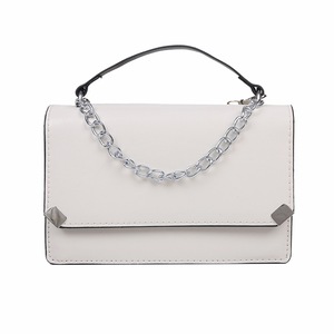 Travel Shopping Pu Leather Bag Chain Handbag Ladies Solid Color Female Cross Body Messenger Bag with Flap
