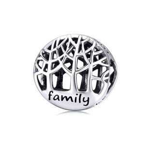Tree of Life Round Beads Silver plating Family Trees Charms for Gifts DIY Jewelry