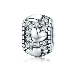 Trendy Silver plating Dazzling Heart Shape Charm Beads Fit Women Bracelet & Necklaces DIY Jewelry