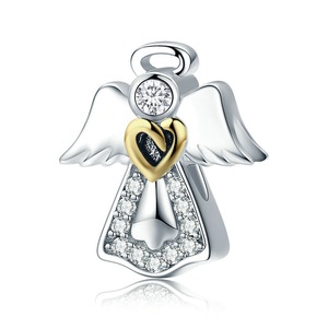 Trendy Silver plating Guardian Angel Charm Beads Fit Bracelets & Necklaces DIY Jewelry