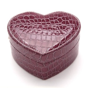 Two-layer Heart Shape Small Jewelry Box Synthetic Leather Rings and Earrings Travel Storage Case
