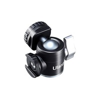 U-60 Mini Ball Head,Dual Cold Shoe Mount for Microphone, Aluminum Alloy 360 Degree Rotating Swivel Tripod Head