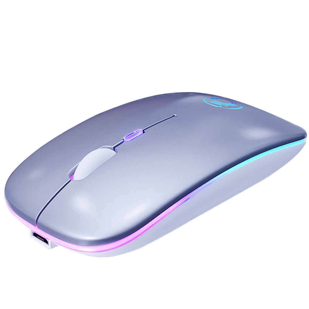 Ultra-thin LED Colorful Lights Rechargeable Mouse Mini Wireless Mute USB Optical Ergonomic Gaming Mice Notebook Computer