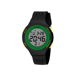 Ultra-thin LED Swimming Waterproof Electronic Watch Fashion Sports Watch - BLACK GREEN