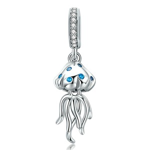 Underwater World Series Jellyfish Pendant Charm for Bracelet Necklace Silver plating DIY Jewelry