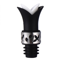 Unique Lily Designed Bottle Stopper Wine Pourer Silicone Wine Stopper BLACK COLOR