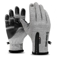 Unisex Outdoor Waterproof Gloves Winter Touch Screen Thermal Full Finger Inner Plush Skiing Gloves gray_M