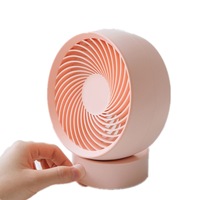 USB Rechargeable Adjustable Wind Mini Air Circulation Round Mute Office Fan(Pink)