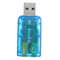 USB2.0 5.1 Channel External Audio Sound Card Mic Record Speaker Audio Adapter Headphone Jack 2PCS